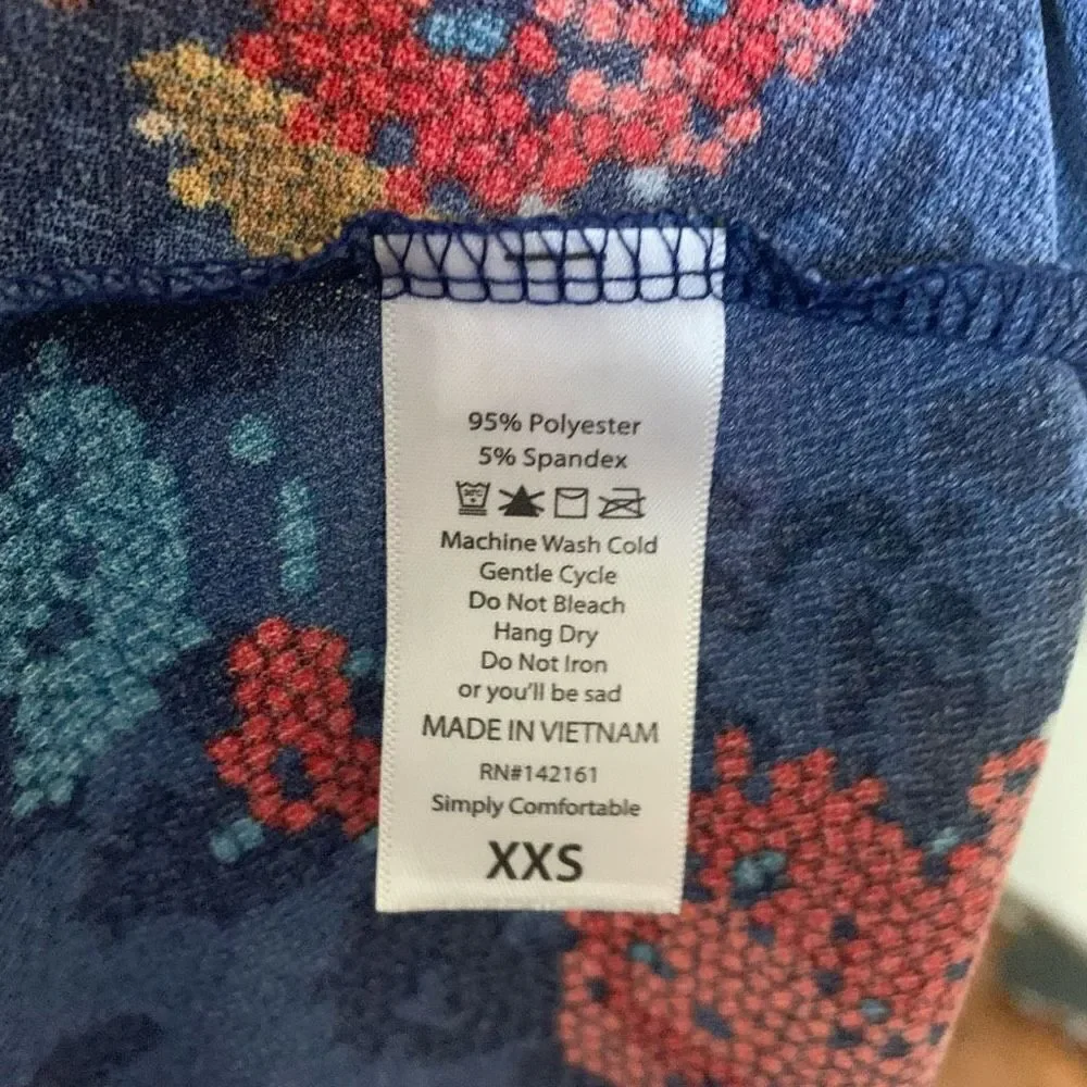Lularoe stars & roses blue XXS knit travel high low swing dress